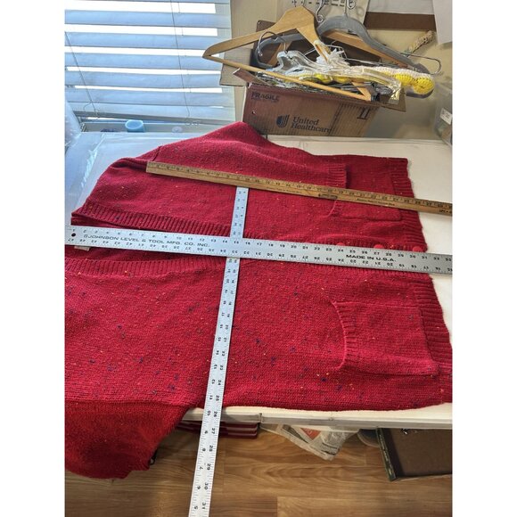 Womens Burgundy Cardigan By TY Wear Size 16W Button Front Embossed Texture - Picture 7 of 8